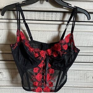 Secret Treasures Black and Red Lace Bustier